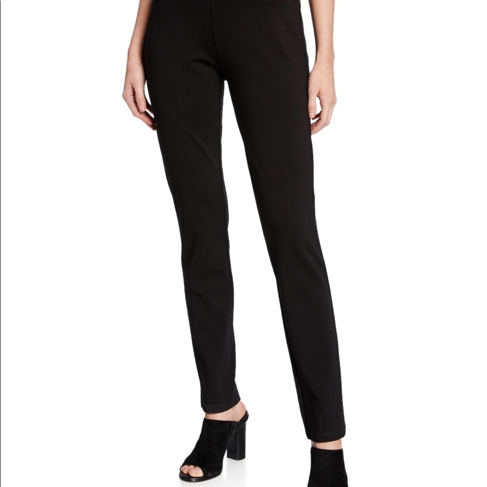 Eileen Fisher Black Slim Ponte Knit Pullon Pants